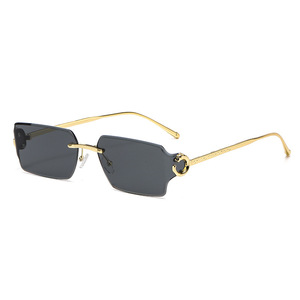 Unisex Frameless Square <b>Sunglasses</b> Black Pc Frame Uv400 Protection Type 3 Lenses Comfortable Fit For Men Women - Product Image 5