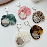 CHUJIAN Ensemble peigne et miroir double face en plaque d'acétate épaissie, fait main, écologique, rétro, avec logo personnalisé, tendance