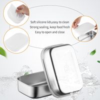 Conteneur de stockage de collations en acier inoxydable étanche de 600ml avec couvercle en silicone Boîte à bento en métal pour le travail