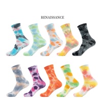 Calcetines de Yoga Antideslizantes Tie Dye para Mujer, Calcetines de Pilates con Agarre para Otoño, Calcetines Antideslizantes para Barre Dance y Uso en Casa, Venta al por Mayor Personalizada