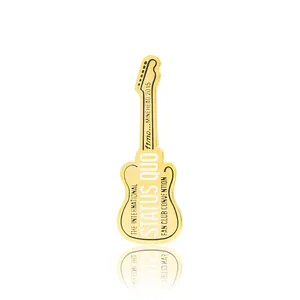 Wholesale Custom Metal Hard Soft Electrophoretic Black Music Theme Enamel Lapel Pin Electric Guitar Pins For Clothing Badge Pin