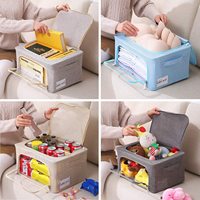 Sac pliable organisateur bacs de rangement-boîte de rangement empilable en tissu avec cadre pour vêtements organisateur de conteneur avec fenêtre transparente