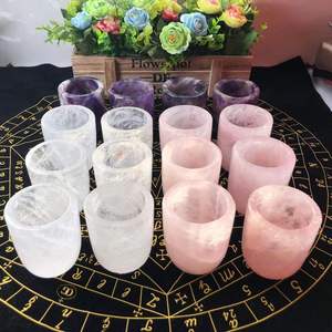 Taza de Cristal de Piedra Natural Tallada a Mano, Artesanía de Cristal, Cuarzo Rosa, Cuarzo Transparente, <span class=keywords><strong>Obsidiana</strong></span>, Taza de Té para Regalo - Product Image 1