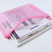 Pochette à fermeture éclair en maille sac de documents dossiers à fermeture éclair en plastique dossier de taille A4 sac de rangement de documents en papier d'examen fournitures scolaires
