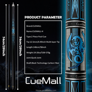 CueMall 58" Fiberglass Pool Cue, Professional Billiard Stick, 12.5mm 4-Layer Tip, Low Deflection Shaft for Accurate Shooting - Product Image 3