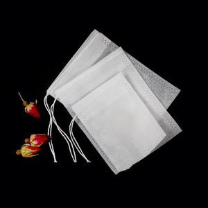 Sachets de thé vides jetables non blanchis en tissu non tissé de qualité alimentaire avec cordon de serrage pour thé en vrac - Product Image 1