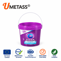 Seaux en plastique cylindriques UMETASS OEM&ODM avec couvercle et poignée, 300 ml-10 L, pour emballage de détergent, lessive en poudre, crème
