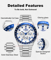 Nouvelle montre pour homme REWARD, chronographe de luxe, montre-bracelet pour homme, bracelet en acier inoxydable massif, montre de haute qualité pour homme