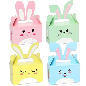 Custom Creative White Pink Rabbit Bunny shaped Cupcake Cake Treat Packing Color Box Gift Small Paper Box For Candy