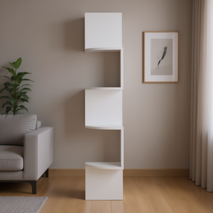 Estantes de Pared Blancos Crestone de 33x15x85cm, Diseño Geométrico Minimalista para Sala de Estar, Almacenamiento Vertical de Tres Niveles - Product Image 2