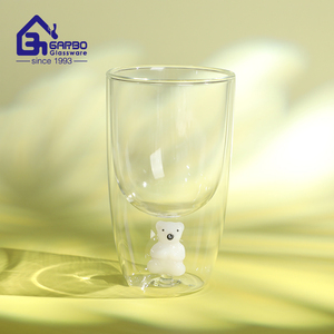 Bicchiere da Caffè in Vetro Borosilicato a Doppia Parete da 340ml, Forma di Uovo, Fatto a Mano, con Simpatici Cartoni 3D di Stelle, Ciliegie e Polari - Product Image 3