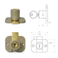 Loquet de tiroir carré en zinc moulé sous pression, verrou de placard avec cylindre à clé peint, quincaillerie pour armoire