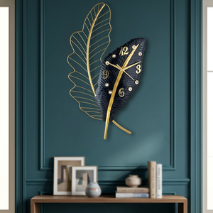 Modern Metal Leaf <b>Wall</b> <b>Clock</b> Abstract Geometric <b>Design</b> Silent Quartz Analog Hanging <b>Clock</b> for Living Room Decor - Product Image 4