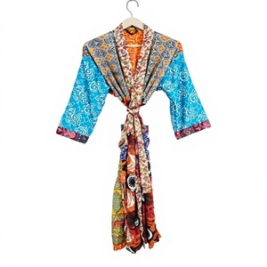 Kimono de Seda Vintage Elegante para Mujer, Estilo Casual Bohemio con Estampado Floral Paisley, Camisón Suave y Transpirable con Cierre de Cordón - Product Image 1