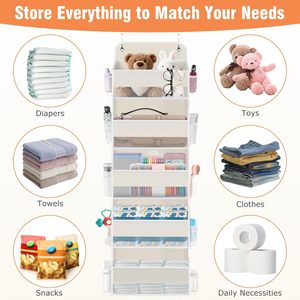 Over The Door Organizer 5 Tier Large Capacity Hanging <b>Storage</b> With Side Pockets For Bedroom Bathroom Nursery - Product Image 6