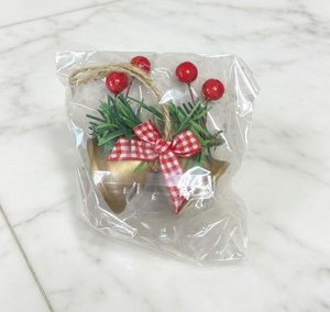 QY Metal Xmas Bell Decor Plaid Bow Pine Berry Hanging Pendant Home Holiday Wholesale <b>Small</b> Ornament - Product Image 1