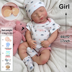 Bambole Reborn Anatomicamente Corrette da 17 Pollici per Ragazze, Neonato Dormiente Dipinto a Mano, Dimensioni Reali, Pelle 3D con Vene Visibili, <span class=keywords><strong>Bambola</strong></span> d'Arte da Collezione - Product Image 3
