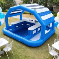 Bar gonflable flottant pour piscine extérieure, taille personnalisable 6x5x4M, pour événements et fêtes, en PVC, type pub, tente de bar gonflable