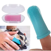 Entrega rápida, diseño de producto para mascotas, limpieza bucal simple, cepillado de dientes, cuidado de dientes de perro, cepillo de mano, modelo de silicona