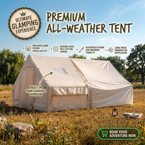 Carpa Inflable Familiar para Acampar, Impermeable y Resistente al Viento, con Ventanas de Malla, Fácil de Instalar, Portátil, de Tela Oxford, para el Verano, Libre de Insectos - Product Image 1