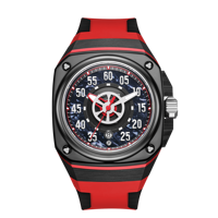 Montre mécanique automatique carrée pour homme HANBORO, série œil du diable, grandes aiguilles, tendance de la mode, boîtier en céramique en fibre de carbone brasé