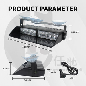 New 12V <b>LED</b> Emergency Strobe <b>Light</b> <b>Bar</b> Universal Windshield Dash Mount Safety Warning Lamp for Car - Product Image 2