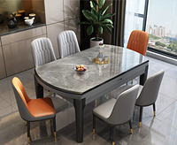 Ensemble table et chaises en pierre frittée et bois massif, design écologique et imperméable pour cuisine moderne et appartement