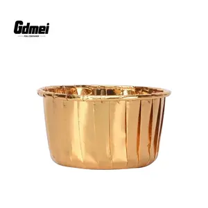 GDMEI 5 Oz Folha de Alumínio Cupcake Copos de cozimento recipiente forros e tampa Mini Bolo Descartável Sobremesa Cup com tampa