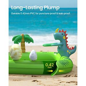Centre de jeux aquatiques gonflable dinosaure pour enfants, aire de jeux aquatique de jardin avec toboggan, arroseur et jeu de lancer d'anneaux, jouet de piscine extérieure - Product Image 2
