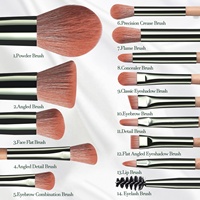 BS-MALL 14-teiliges LED-Spiegel Make-up Pinsel Set Reiseetui Private Label Großhandel Kosmetikwerkzeuge Pinsel LED-Spiegel Etui Kit