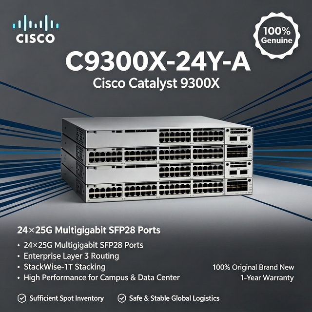 Original Brand New Sealed Cisco Catalyst C9300X-24Y-A 24-Port 25G PoE Enterprise Switch