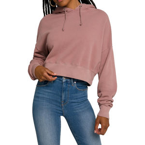Alta calidad personalizada invierno frente Streetwear grueso algodón Crop Top sudaderas con capucha mujeres Color sólido transpirable - Product Image 1