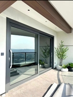 Puerta Corredera de Aluminio de Alta Resistencia con Vidrio Doble, de Piso a Techo, Tamaño Personalizado, para Patio de Casa Moderna