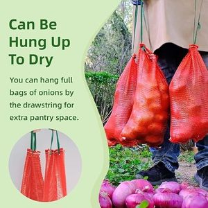 Huamaohengchun 400pcs, 11"×18" <b>Mesh</b> Produce Bags Hanging Reusable Breathable Vegetable Storage <b>Net</b> Bag with Drawstring - Product Image 5