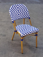 Fait à la main Patio extérieur Bistro tissage Plaid motif jardin dîner aluminium métal PE nordique rotin chaise