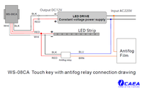 Desnebulizador de 12v, 24v, 240v, relé para interruptor de sensor táctil para espejo de hotel y baño, fd01