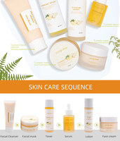 Kit de Soins Visage Bio Végétalien au Curcuma Marque Blanche OEM pour l'Élimination des Rides, l'Éclaircissement des Taches Brunes, l'Anti-Acné, l'Anti-Oxydation et le Resserrement des Pores