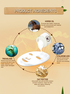 Mascarillas faciales de belleza de etiqueta privada, ácido hialurónico, cuidado de la piel, aceite de caballo, mascarilla facial hidratante para efectos suavizantes suaves - Product Image 3
