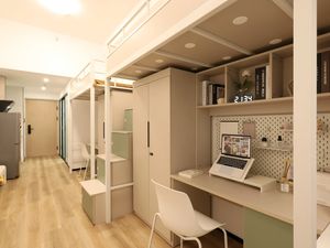 เตียงเหล็กแบบรวมพร้อมโต๊ะด้านล่างสำหรับโรงเรียนหรืออพาร์ตเมนต์สำหรับพนักงานระดับสูง โครงโลหะสไตล์ร่วมสมัยสำหรับห้องนอน - Product Image 4