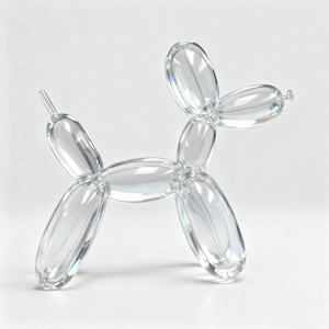 Scultura Moderna di Cane Palloncino in Resina Trasparente Fatta a Mano, Arte da Collezione - Product Image 6