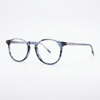 BOA1254 Monture de lunettes unisexe classique ronde en acétate massif à monture complète avec charnière métallique durable, lunettes optiques pour usage quotidien