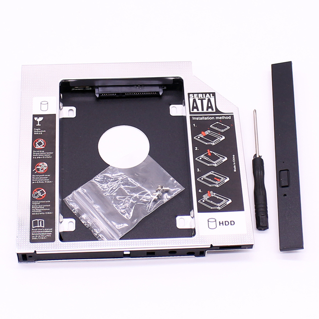 Aluminum 2nd HDD Caddy 9.5mm SATA 3.0 Optibay Hard Disk Drive Box Enclosure DVD Adapter Case 2.5 SSD Caddy HDD for Laptop