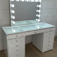 Coiffeuse de maquillage de luxe de haute qualité à miroir avec 13 tiroirs
