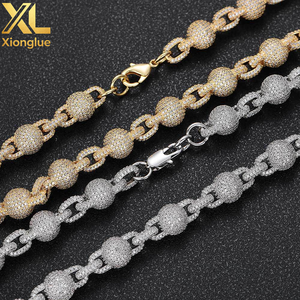 Collier tendance Hip Hop 10 mm en cuivre incrusté de zircon, perles rondes, chaîne géométrique, bijoux unisexe pour homme et femme - Product Image 4