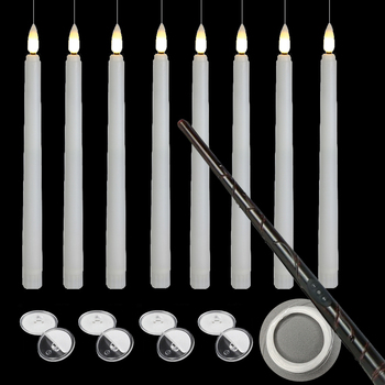 INF Candele Galleggianti a LED con Bacchetta Magica - Set da 12, Telecomando, Luce Bianca Calda Tremolante