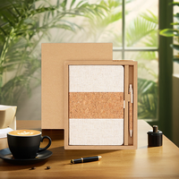 A5 Spiral Planner Binder Notebook Set Custom Logo Printed Manifestation Journal Cork Cloth PU Fabric Hardcover Notebook for Gift