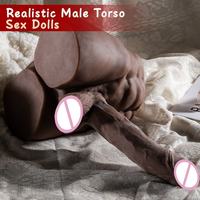 Poupée sexuelle réaliste à mi-corps avec un énorme pénis artificiel, vibrateur rose rechargeable par USB et étanche, jouet de masturbation féminine