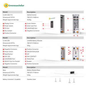 Système solaire tout-en-un 5kW 6kW 11kW 10kWh 20kWh 30kWh avec batterie empilable pour stockage d'énergie domestique - Product Image 1
