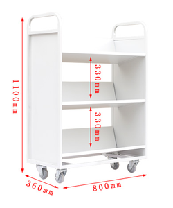 Carrito de Libros Moderno para Biblioteca Escolar, en Forma de V, de Acero con Ruedas - Product Image 1