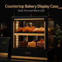 Direkt vom Hersteller: Zweistufige Glas-Bäckereivitrine mit Warm-LED-Beleuchtung für Cafés und Konditoreien - Mindestbestellmenge 1 Stück